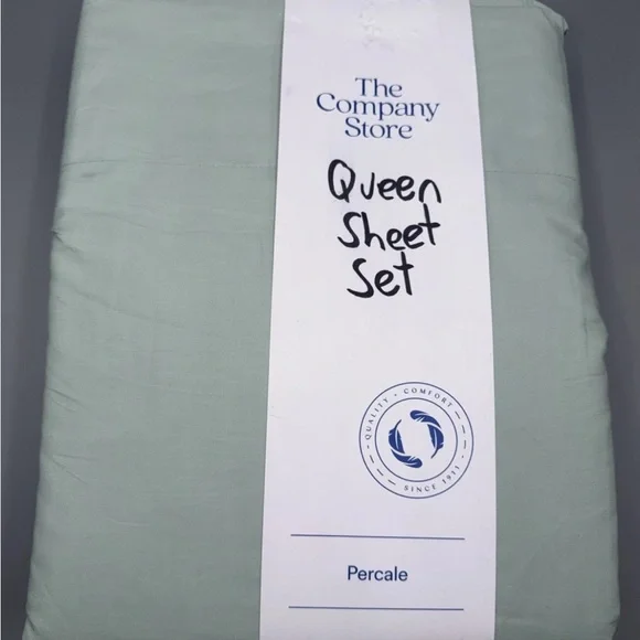 The Company Store Queen Sheet Set - Green Percale - Picture 2 of 7